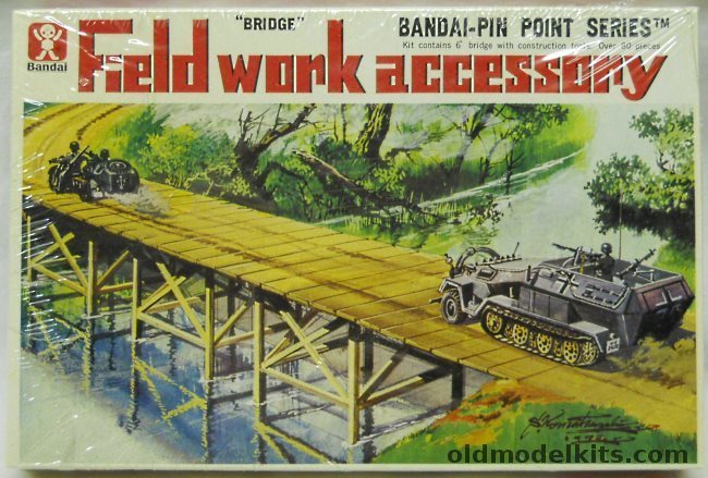 Bandai 1/48 Field Works Accessory Bridge Girder - Bridge and Supporting Girders with Single Picks / Double Picks / 2 Types of Shovels / Axes / Hand Saw / Small and Large Sledge Hammers, 8252 plastic model kit
